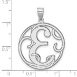 Large Sterling Silver Rhodium-plated Fancy Script Letter E Initial Pendant - Image 4