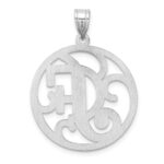 Large Sterling Silver Rhodium-plated Fancy Script Letter F Initial Pendant - Image 3