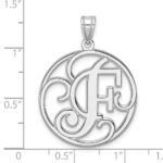 Large Sterling Silver Rhodium-plated Fancy Script Letter F Initial Pendant - Image 4