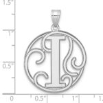 Large Sterling Silver Rhodium-plated Fancy Script Letter I Initial Pendant - Image 4