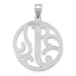 Large Sterling Silver Rhodium-plated Fancy Script Letter J Initial Pendant - Image 3
