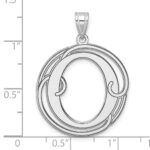 Large Sterling Silver Rhodium-plated Fancy Script Letter O Initial Pendant - Image 4