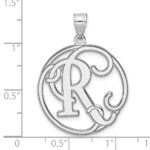 Large Sterling Silver Rhodium-plated Fancy Script Letter R Initial Pendant - Image 4