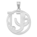 Large Sterling Silver Rhodium-plated Fancy Script Letter U Initial Pendant - Image 3