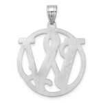 Large Sterling Silver Rhodium-plated Fancy Script Letter W Initial Pendant - Image 3
