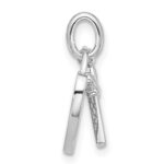 Sterling Silver Rhodium-plated CZ Key and Heart Pendant - Image 2