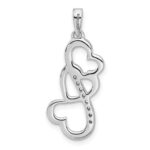 Sterling Silver Rhodium-plated Polished CZ Open Triple Heart Pendant - Image 3
