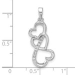 Sterling Silver Rhodium-plated Polished CZ Open Triple Heart Pendant - Image 4