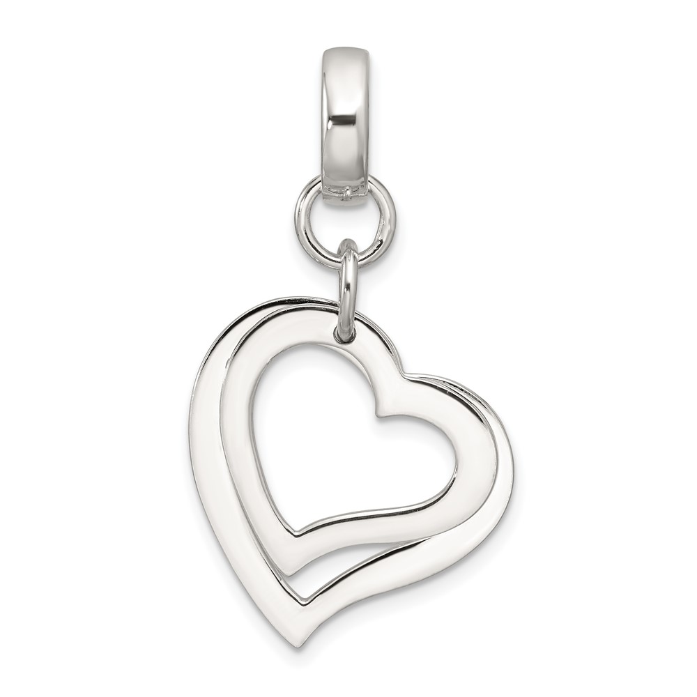 QC11272.jpg Sterling Silver Polished Two Piece Open Heart Pendant - Image 1