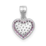 Sterling Silver Rhodium-plated Clear and Pink CZ  Heart Pendant - Image 3