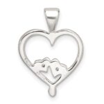 Sterling Silver Polished CZ Open Heart Pendant - Image 3