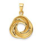 Sterling Silver with Rose and Gold-tone Laser Texture Knot Pendant - Image 3