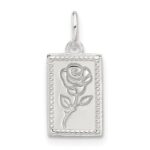 Sterling Silver E-coated Rose Charm