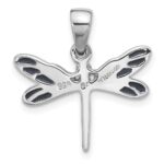Sterling Silver Rhodium-Plated Polished Abalone Dragonfly Pendant - Image 3