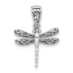 Sterling Silver Rhodium-plated Oxidized Dragonfly Pendant
