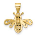Sterling Silver Gold-tone Black Rhodium-plated Bee with CZ Pendant - Image 3