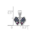 SS Rhodium and Blk Rh-plated Blue Nano Crystal /.02Lab Cr. Ruby Pendant - Image 4