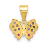 SS Gold-tone Black Rh-plated Blue Nano Crystal/ .02Lab Cr. Ruby Pendant - Image 3