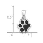 Sterling Silver Rhodium-plated Enameled Dog Paw Pendant - Image 4