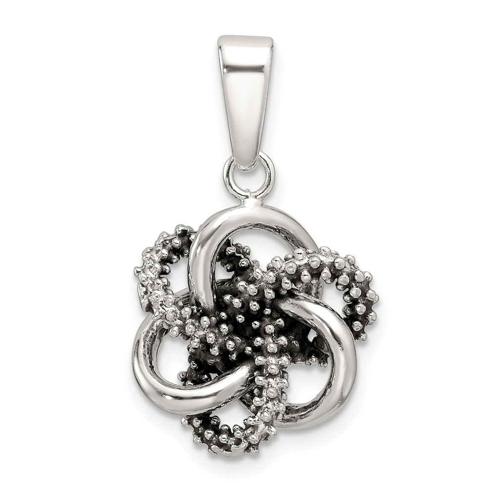 QC11352.jpg Sterling Silver Antiqued and Polished Love Knot Pendant - Image 1