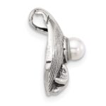 Sterling Silver Polished and Antiqued Synthetic Pearl Seashell Chain Slide - Image 2