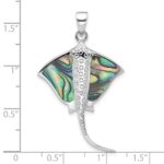 Sterling Silver Rhodium-plated Polished Polished Abalone Stingray Pendant - Image 4