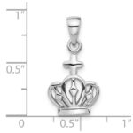 Sterling Silver Rhodium-Plated Polished Crown w/Cross Pendant - Image 4