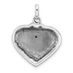 Sterling Silver Rh-plated Caduceus Heart and Wings CZ Oxidized Pendant - Image 3