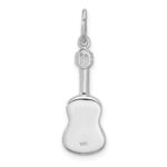 Sterling Silver Rhodium-plated Guitar Charm Pendant - Image 3