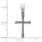 Sterling Silver Antiqued Solid Textured Latin Cross Pendant - Image 4