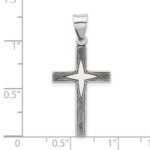 Sterling Silver Antiqued Solid Textured Cross Pendant - Image 4