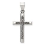 Sterling Silver Antiqued Solid Textured Cross Pendant