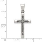 Sterling Silver Antiqued Solid Textured Cross Pendant - Image 4