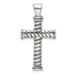 Sterling Silver Polished and Antiqued Cross Pendant