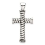 Sterling Silver Polished and Antiqued Cross Pendant - Image 3
