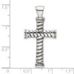 Sterling Silver Polished and Antiqued Cross Pendant - Image 4