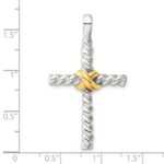 Sterling Silver and Gold-tone Polished Cross Pendant - Image 4