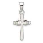 Sterling Silver Polished White Enamel Infinity Cross Pendant - Image 3