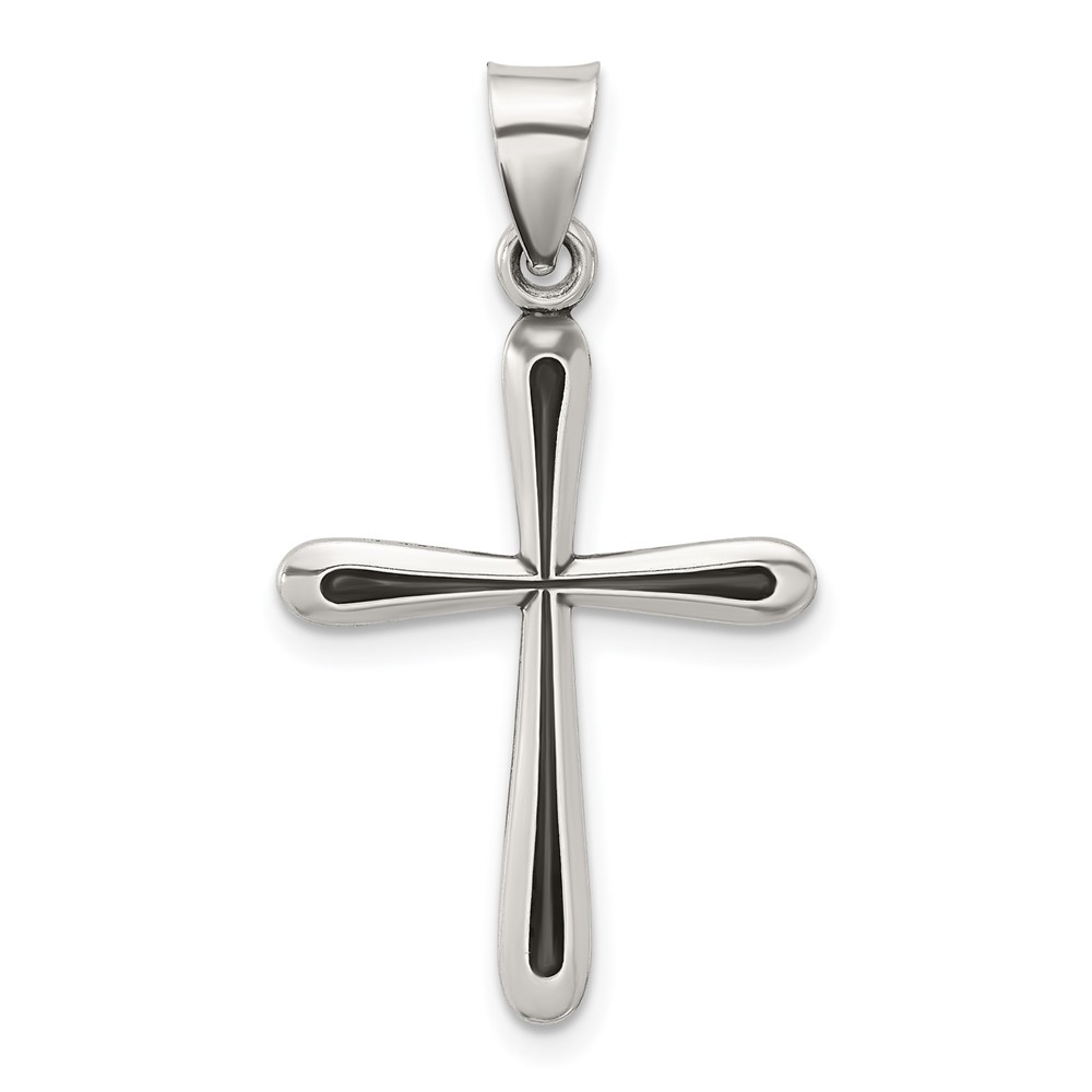 QC11405.jpg Sterling Silver Antiqued Solid Textured Cross Pendant - Image 1