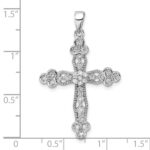 Sterling Silver Rhodium-plated CZ Cross Pendant - Image 4