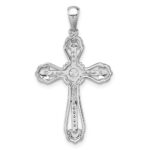 Sterling Silver Rhodium-plated Polished Fancy CZ Cross Pendant - Image 3
