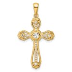 Sterling Silver Gold-plated CZ Cross Pendant