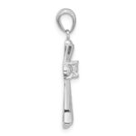 Sterling Silver Rhodium-plated CZ Budded Cross Pendant - Image 2