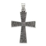 Sterling Silver Antiqued Solid Textured Cross Pendant