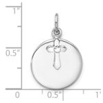 SS Rhodium-plated Circle Disk and Cross with Clear Crystal Pendant - Image 4