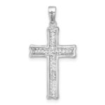 Sterling Silver Rhodium-plated Polished CZ Pave Cross Pendant - Image 3