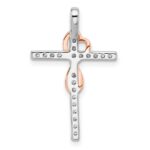 Sterling Silver Rhod-plated Rose-tone CZ Cross/Heart Infinity Chain Slide - Image 3