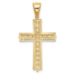 Sterling Silver Gold-tone CZ Latin Cross Pendant - Image 3