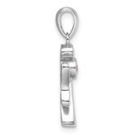 Sterling Silver Rhodium-plated Pink and Clear CZ Angel Pendant - Image 2