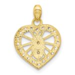 SS Gold and Rose-tone CZ Our Lady of Guadalupe Heart Pendant - Image 3